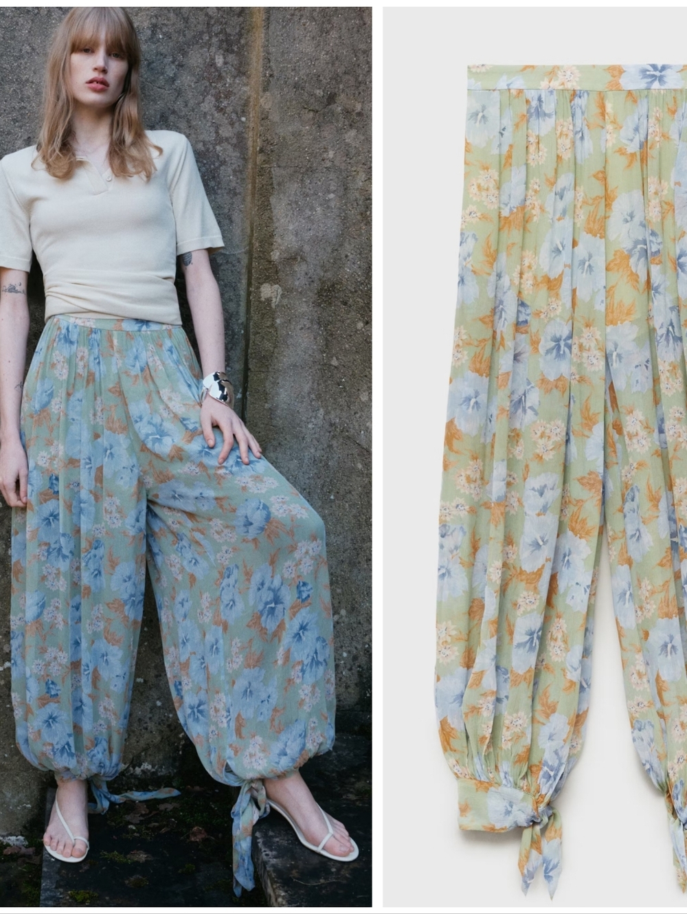 MANGO Floral Baloon Pants